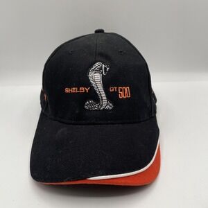 SHELBY GT‎ 500 Logo Signature Hat / Cap Black & Orange Adjustable Strap